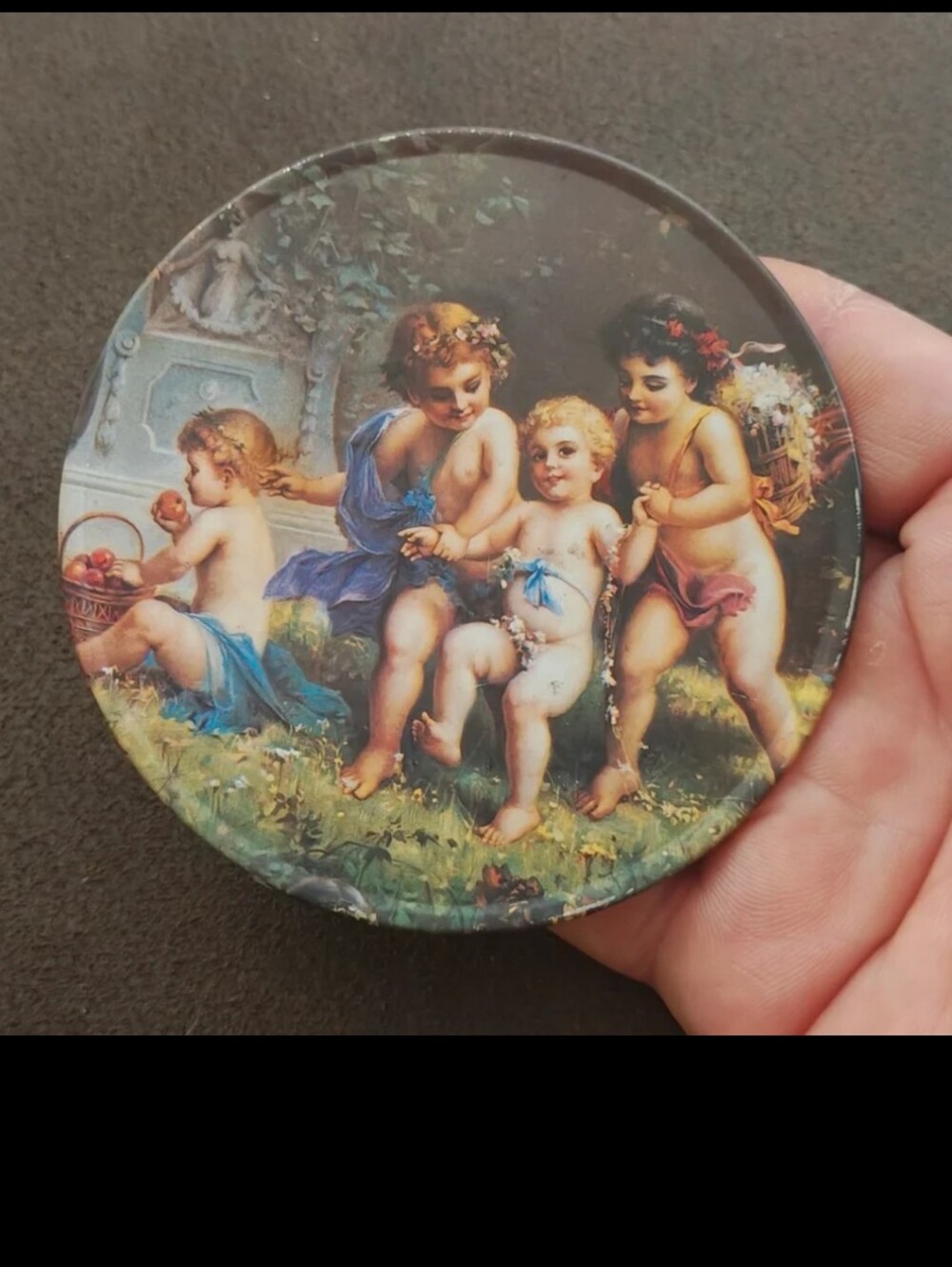 Trippie’s Inc 1995 Cherubs at Play Metal Coaster - Hans Zabateri Putti Angel Art